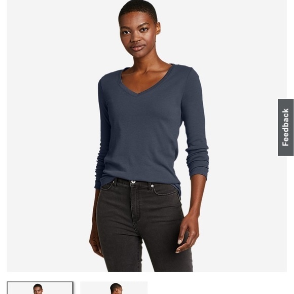 WOMEN'S Long-Sleeve V-Neck T-Shirt - Picture 2 of 3